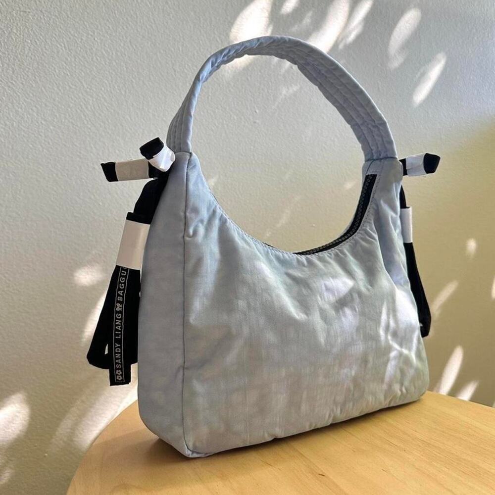 BAGGU x Sandy Liang Mini Bow Bag Powder Blue Nylon Crossbody Purse ✨